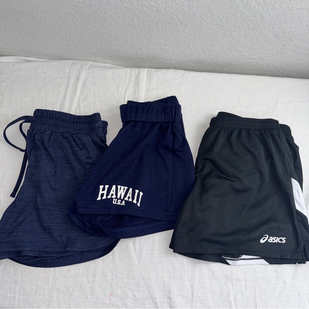 Asics Shein St John Bay set of 3 shorts Charcoal Gray Blue Sports Run Hike #cc